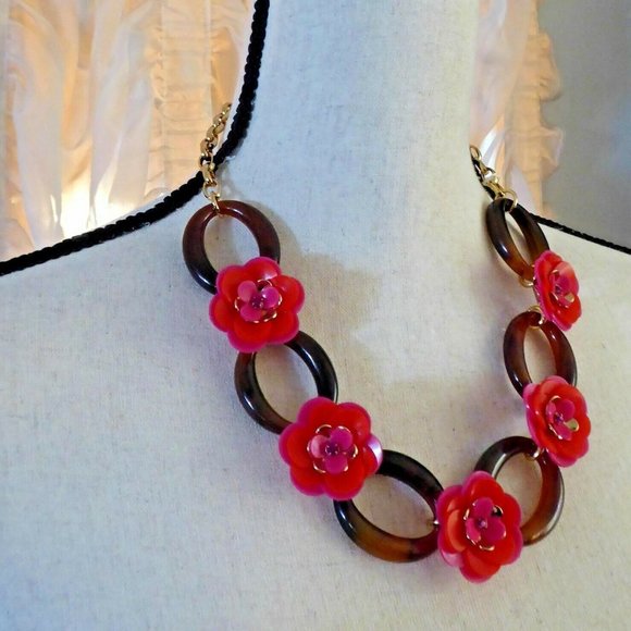 New Kate Spade Rosy Posies Demi Parure statement Necklace Stud Earrings $206 - Picture 3 of 5